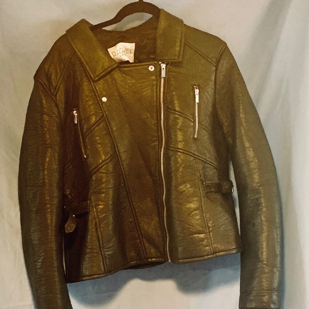 Dark green Rachel moto leather jacket
